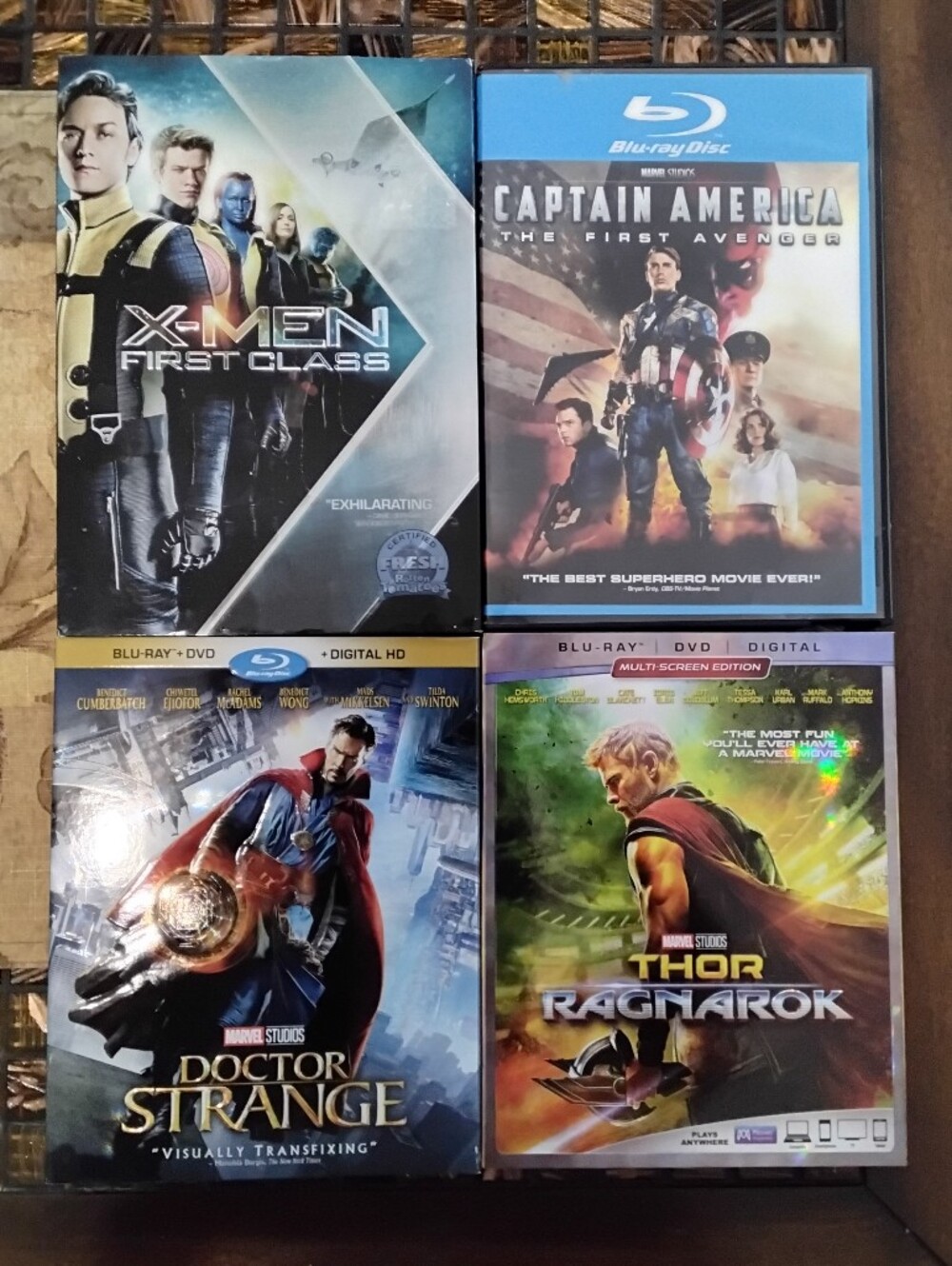Marvel & X-Men Superhero Blu-ray + DVD 4-Movie Bundle Lot - 3 Slipcovers